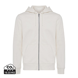 Mikina na zip s kapucí, recyklovaná bavlna, béžová, 4XL