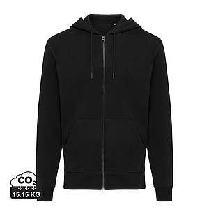 Mikina na zip s kapucí, recyklovaná bavlna, černá, 4XL