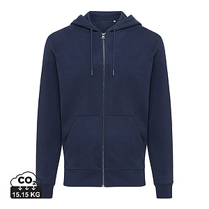 Mikina na zip s kapucí, recyklovaná bavlna, námořní modrá, 4XL