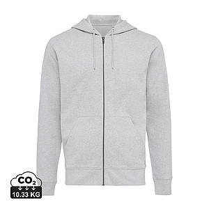 Mikina na zip s kapucí, recyklovaná bavlna, šedá, 4XL