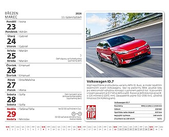 MiniMax Auta 2026, stolní kalendář