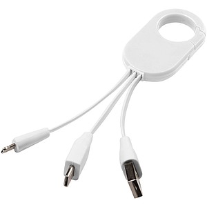 Nabíjecí kabel 3v1 s klipem a karabinou, bílá - reklamní předměty