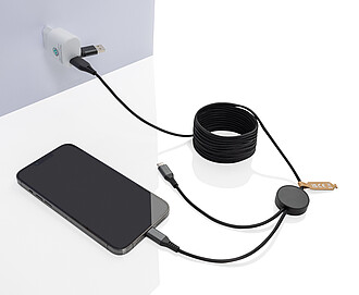 Nabíjecí kabel 4v1 3m z RCS rPET, šedá - reklamní předměty