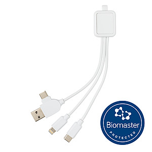 Nabíjecí kabel 6 v 1 s antimikrobiální ochranou, bílá - reklamní předměty