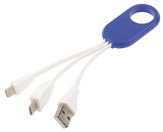 Nabíjecí kabel s očkem, modrý - reklamní předměty