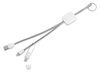 Nabíjecí kabel s třemi konektory, bílá - reklamní předměty
