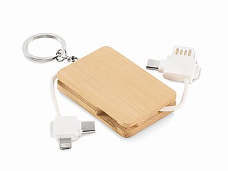 Nabíjecí kabel ve formě přívěsku, světle hnědá - klíčenky s potiskem