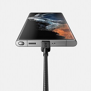 Nabíjecí pletený kabel USB-C na USB-C 1,8m 60W, šedá