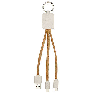 Napájecí kabel z pšeničné slámy a korku se 3 koncovkami