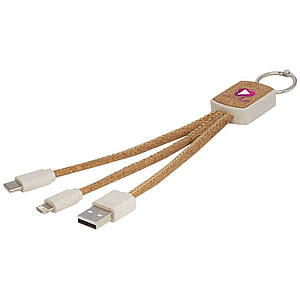 Napájecí kabel z pšeničné slámy a korku se 3 koncovkami