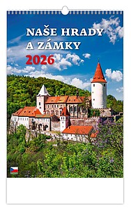 Naše hrady a zámky 2026, nástěnný kalendář, prodloužená záda - reklamní kalendáře