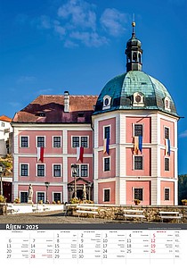 Naše hrady a zámky 2026, nástěnný kalendář, prodloužená záda