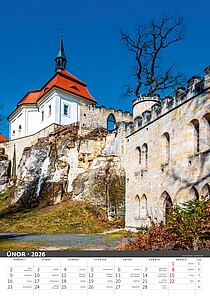 Nejkrásnější místa ČR 2026, nástěnný kalendář, prodloužená záda