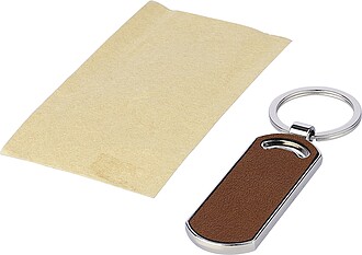 NEKOR Klíčenka z recyklované kůže v oválném tvaru, hnědá