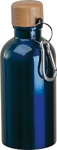 Nerezová láhev s karabinou 400 ml, tmavě modrá - reklamní předměty