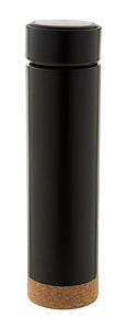 Nerezová termoska 450ml s korkovou základnou, černá - reklamní předměty