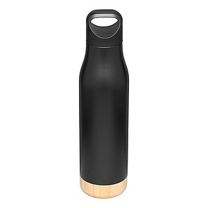 Nerezová termoska s bambusovým dnem, objem 500ml, černá - reklamní předměty