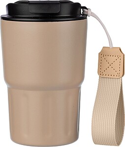 Nerezový dvoustěnný hrnek, 320 ml, béžová - reklamní hrnky