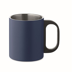 Nerezový hrnek, 300ml, s černým plastovým uchem, tmavě modrý - reklamní hrnky