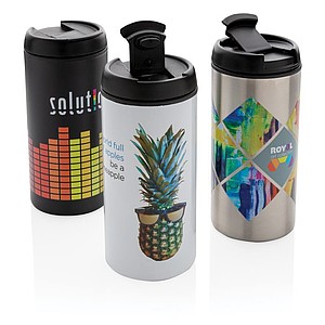 Nerezový hrnek s víčkem, 300ml, stříbrný