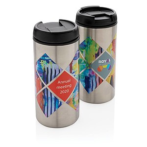 Nerezový hrnek s víčkem, 300ml, stříbrný