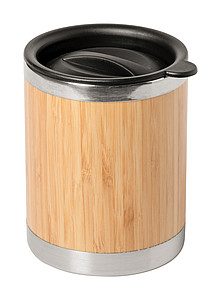 Nerezový termohrnek 300ml, s víčkem a bambusovým povrchem - termohrnek s vlastním potiskem