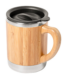 Nerezový termohrnek 300ml s víčkem a bambusovým povrchem - termohrnek s vlastním potiskem