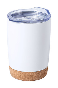 Nerezový termohrnek 380ml s korkovým dnem, bílý