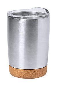 Nerezový termohrnek 380ml s korkovým dnem, stříbrný - termohrnek s vlastním potiskem