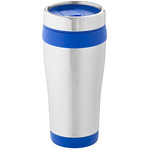 Nerezový termohrnek, 410ml, stříbrný s modrým pruhem