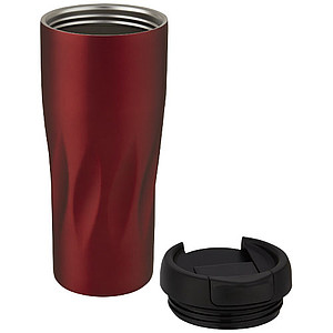 Nerezový termohrnek 450ml, s plastovým víčkem, červený