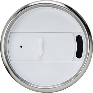Nerezový termohrnek s plastovým vnitřkem, objem 470 ml, bílá/stříbrná