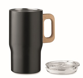 NUNU Dvoustěnný hrnek z recyklované nerezové oceli, 350 ml, černá