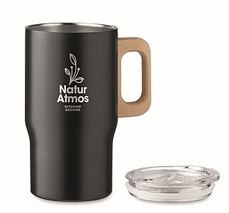 NUNU Dvoustěnný hrnek z recyklované nerezové oceli, 350 ml, černá