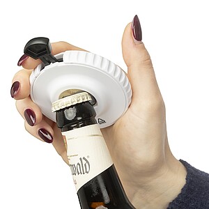 Otvírák na lahve s mechanickými kostkami, bílá/černá