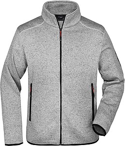 Pánská fleecová bunda James Nicholson knit fleece jacket men, šedá/červená, vel. S