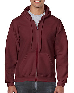 Pánská mikina GILDAN HEAVY BLEND ADULT FULL ZIP HOODED 271g, červenohnědá, S