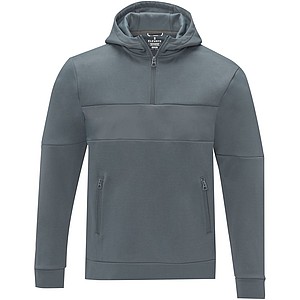 Pánská mikina s kapucí a čtvrtinovým zipem Elevate SAYAN, šedá, vel. XS