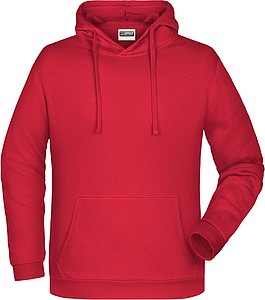 Pánská mikina s kapucí James Nicholson sweat hoodie men, červená, vel. M