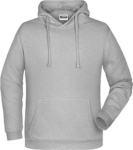 Pánská mikina s kapucí James Nicholson sweat hoodie men, tmavě šedý melír, vel. M