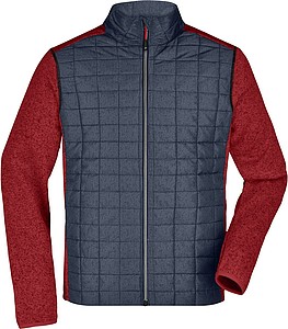 Pánská pletená bunda JAMES & NICHOLSON, červená/antracitová, 2XL - bundy s vlastním potiskem