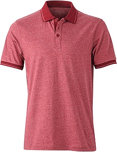 Pánská polokošile James Nicholson polo melange men, červená/ tmavě červená, vel. M