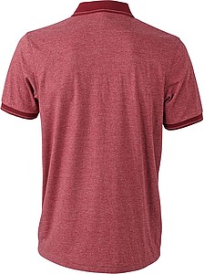 Pánská polokošile James Nicholson polo melange men, červená/ tmavě červená, vel. M