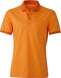 Pánská polokošile James Nicholson polo melange men, oranžová/tmavě oranžová, vel. S