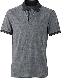 Pánská polokošile James Nicholson polo melange men, šedá/černá, vel. S