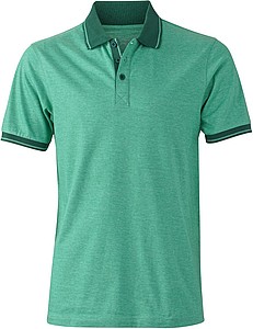 Pánská polokošile James Nicholson polo melange men, zelená/tmavě zelená, vel. S