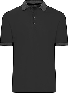 Pánské kontrastní piqué polo James & Nicholson, černá, 3XL - reklamní polokošile