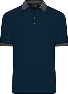 Pánské kontrastní piqué polo James & Nicholson, námořní modrá, M