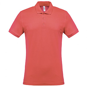 Pánské polotriko KARIBAN SHORT-SLEEVED PIQUÉ POLO SHIRT, korálově červená, S