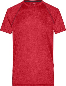 Pánské sportovní tričko James Nicholson sports T-shirt men, červený melír/černá, vel. S